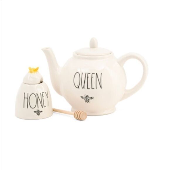 Rae Dunn Queen tea pot and honey pot set - Picture 1 of 3